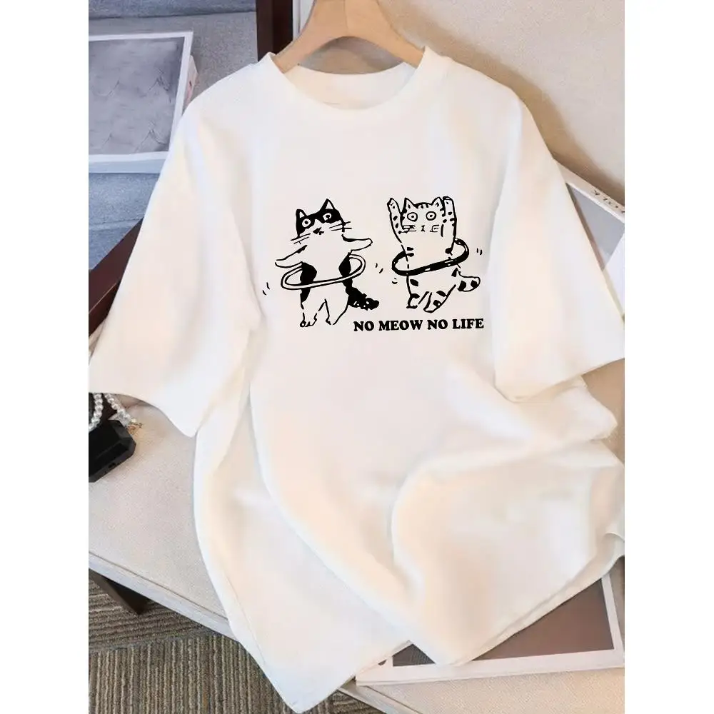 Ladies Pure Cotton T Shirt Short Sleeve Creative Design Print 2025 Summer Fashion Style Loose Fit Slim Fit Fashion Women Casual