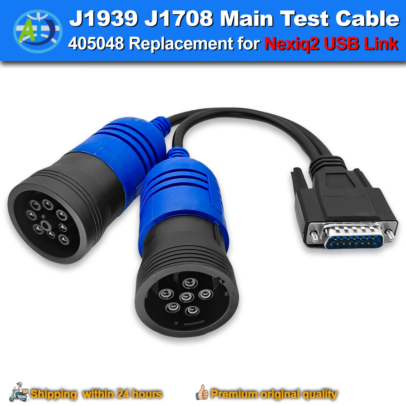 PN 405048 Replacement for Nexiq2 USB Link J1939 J1708 Diagnostic Cable for Deutsch/Cummins/CAT Truck Trailer 6pin 9pin Y-Cable