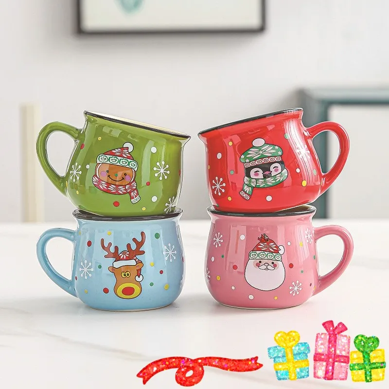 Ceramic Christmas Mug Cartoon Santa Coffee Cup Baking Shop Dessert Cup Coffee Breakfast Cup Children\'s Cup Christmas Decor Gifts
