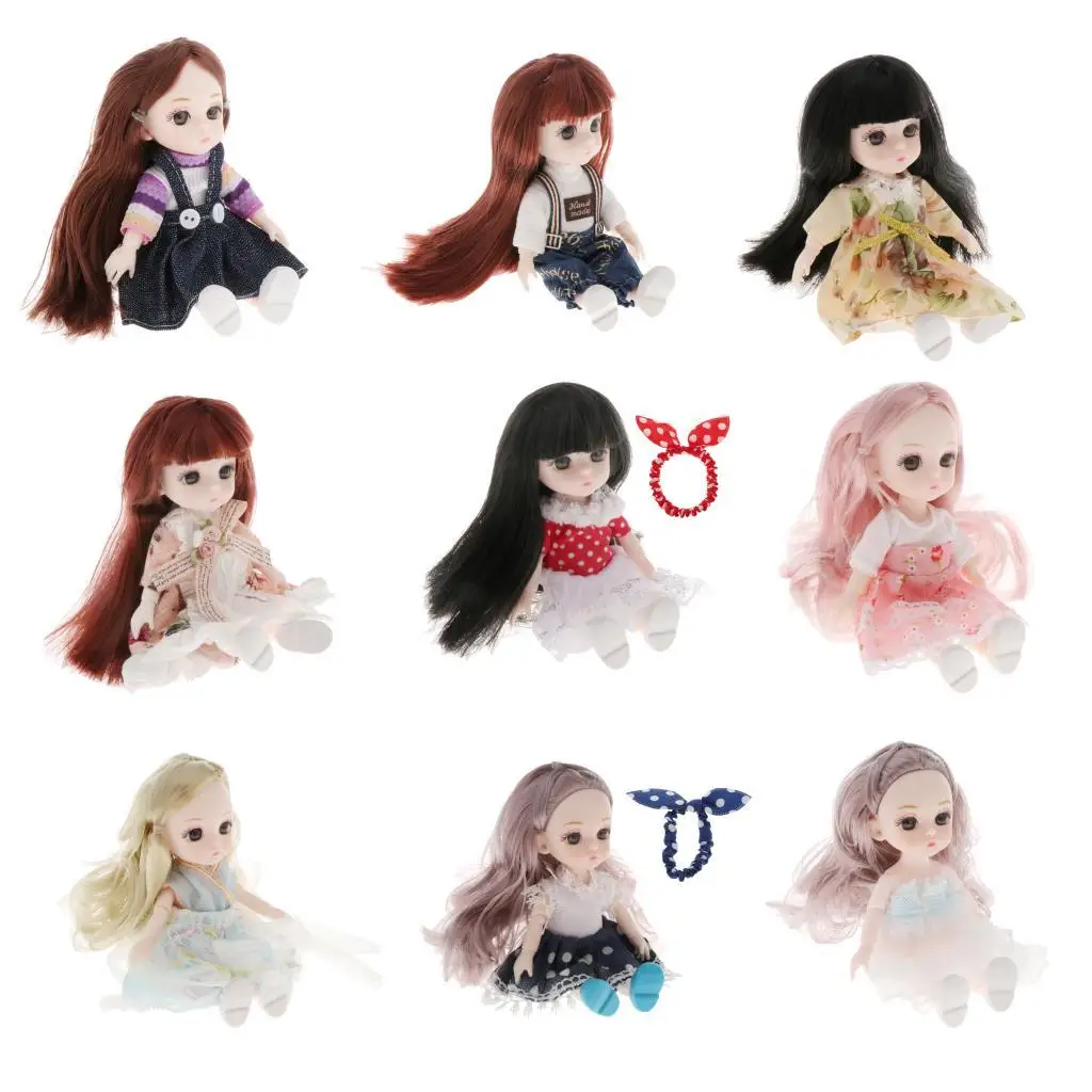 Lalka BJD 16 cm, 13 ruchomych stawów, dziewczynka, makijaż twarzy, oczy, sukienka, peruki, buty, prezenty, zabawki