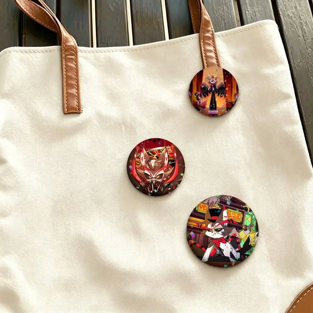 H-Hazbin Hotel Husk Demon 25mm 32mm 44mm 58mm 75mm Brooches Badges Pins for Accessories Gift