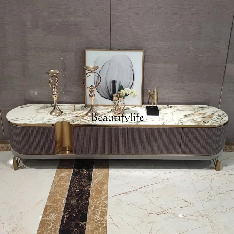 Modern Light Luxury TV Cabinet Villa Suite Model Room Household Marble Floor Cabinet