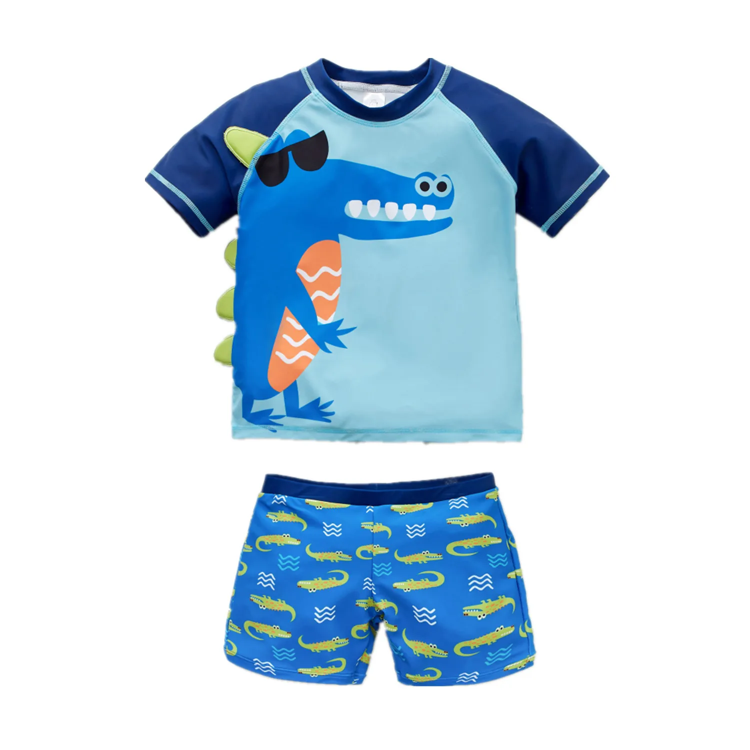 

1-7Y Baby Boys Swimwear Fashion Cartoon Swimming Bathing Surfing Swimsuit Set Tops+Pants 2Pcs Children Boys Swimwear Suit Kid