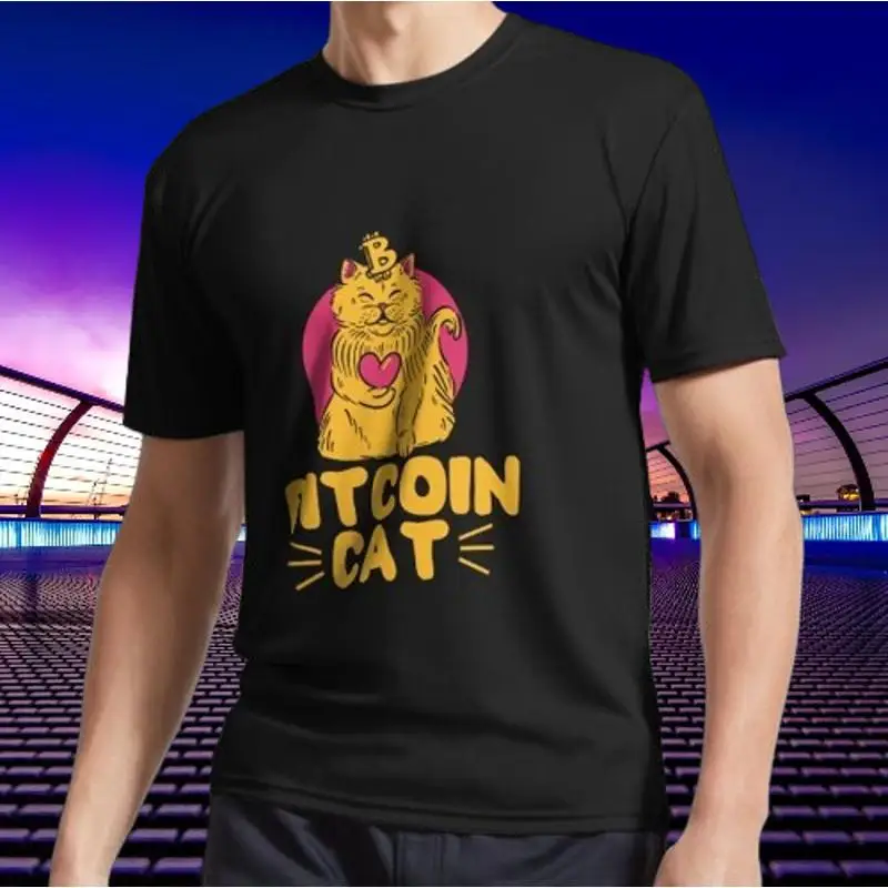 

Новая рубашка Bitcoin Cat Футболка с активным логотипом Забавная американская футболка США унисекс Размер S-5XL