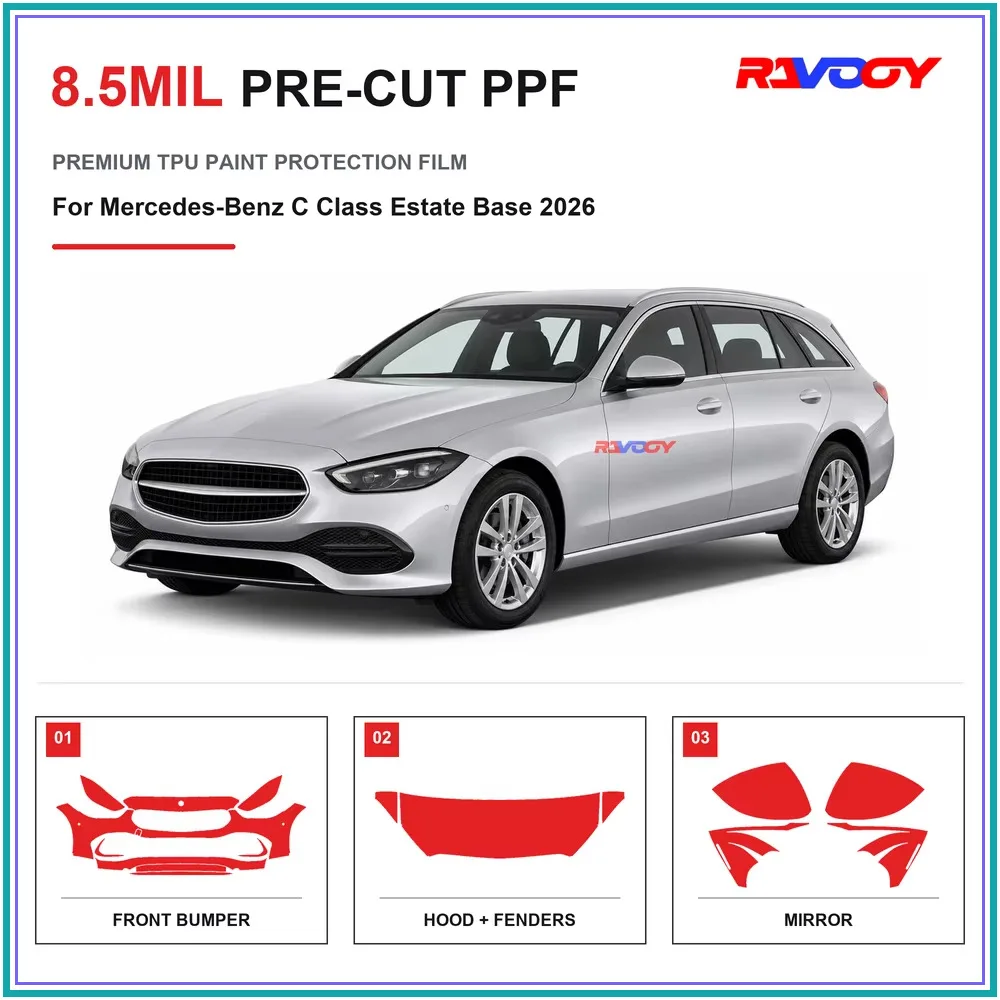 Precut PPF For Mercedes-Benz C Class Estate Base 2026 8.5mil TPU Clear Paint Protection Film Self Healing Hydrophobic UV TPU Kit