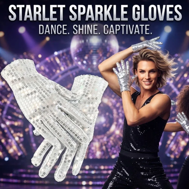 White Sequin Gloves for Dance Nightclub & Bar Performance Masquerade Ball Festival Costume Unisex Accessory for Men Women Dancer