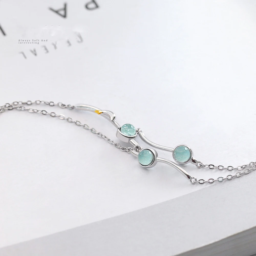 Thaya Original Design Dolphin S925 Silver Bracelet Gemstone Two Layer Romantic Bracelet Music of Sea Bracelet Ladies Jewelry