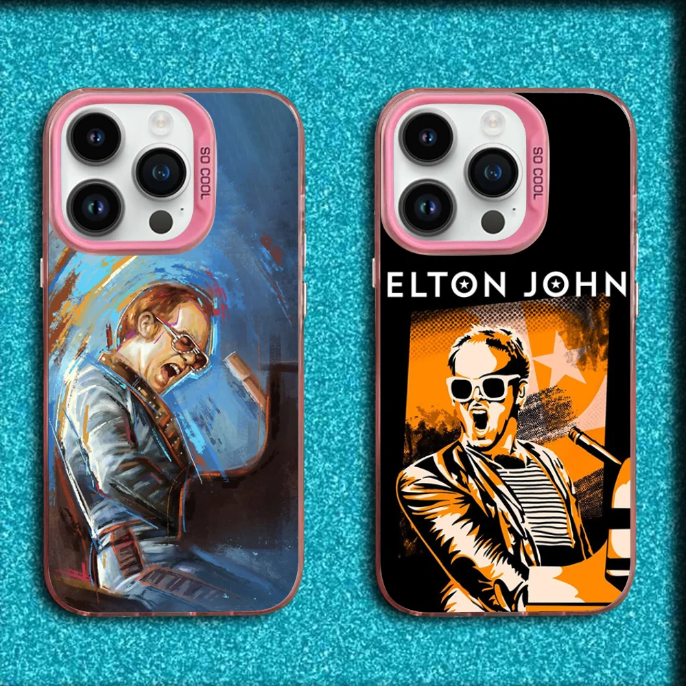 Singer E-Elton John Phone Case For iPhone 16,15,14,13,12,11,Mini,Pro,MAX Pink Matte Silicone Cover