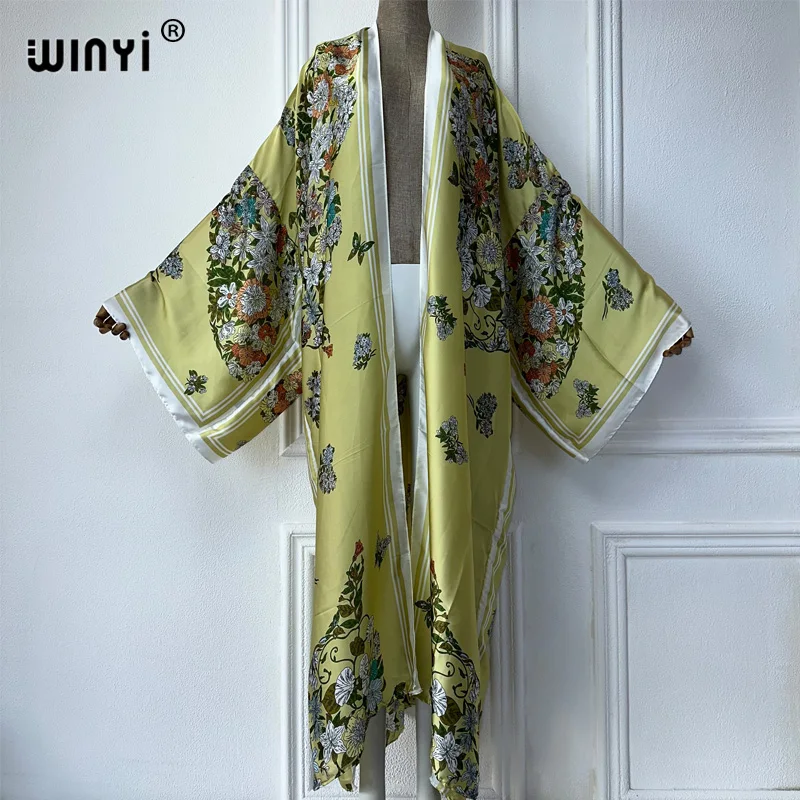 Winyi Kimono Zomer Boho Print Vest Vrouwelijke Blouse Abaya Dubai Luxurybeach Cover Up Afrikaanse Jurken Voor Vrouw Party Kaftan