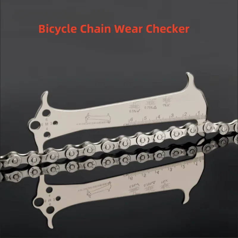 Bicycle Chain Wear Indicator Ruler Repair Tool Stainless Steel Mountain Road Bike Chain Gauge Measurement Checker Screw Diameter