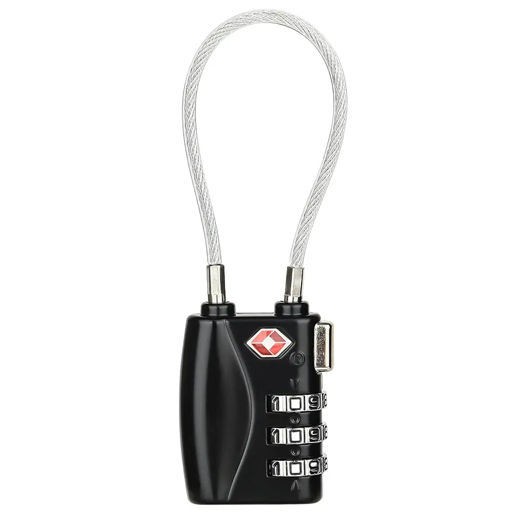

TSA Approved Luggage Locks, 3 Digit Steel Cable Lock，a Wire Rope comgbinaiton Padlock for Travel Baggage, Suitcase, Gym Lockers