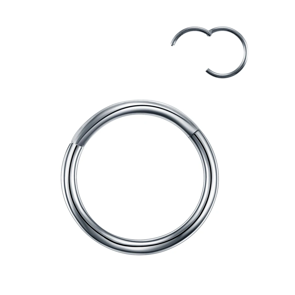 10Pcs/ G23 Titanium Nose Hoop Septum Clicker Piercing Hinged Segment Nose Ring Lip Helix Daith Conch Cartilage Piercing Jewelry