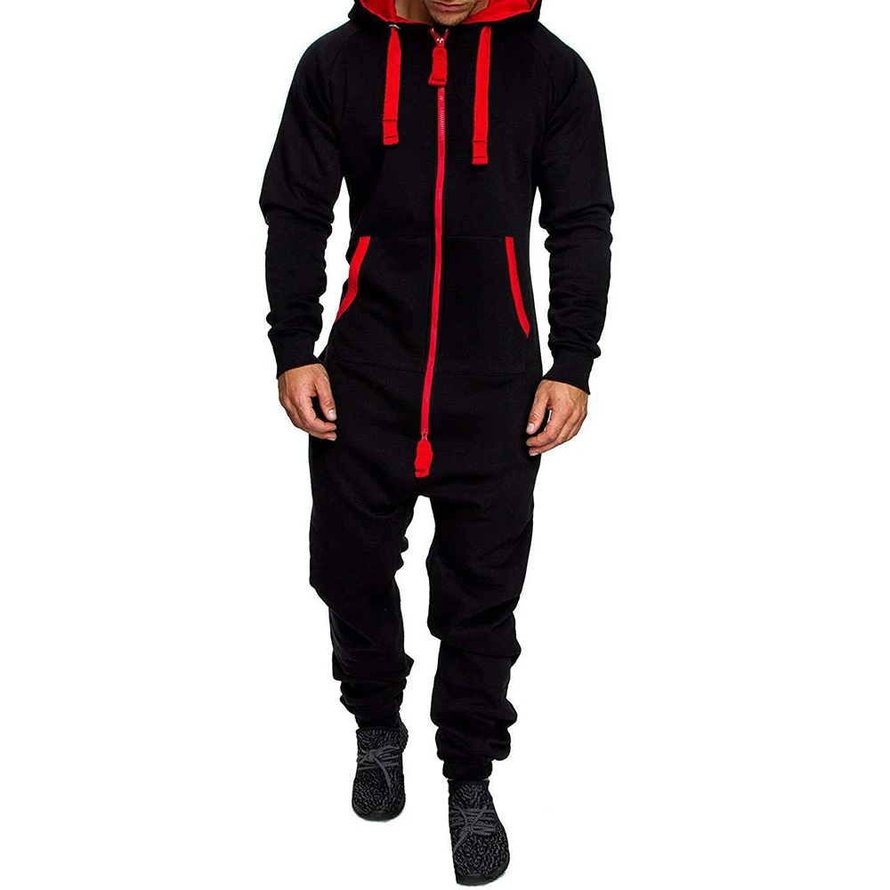 Macacão esportivo com capuz e cores contrastantes masculino, velo personalizado, estampado camuflado, terno casual masculino, novo para outono e