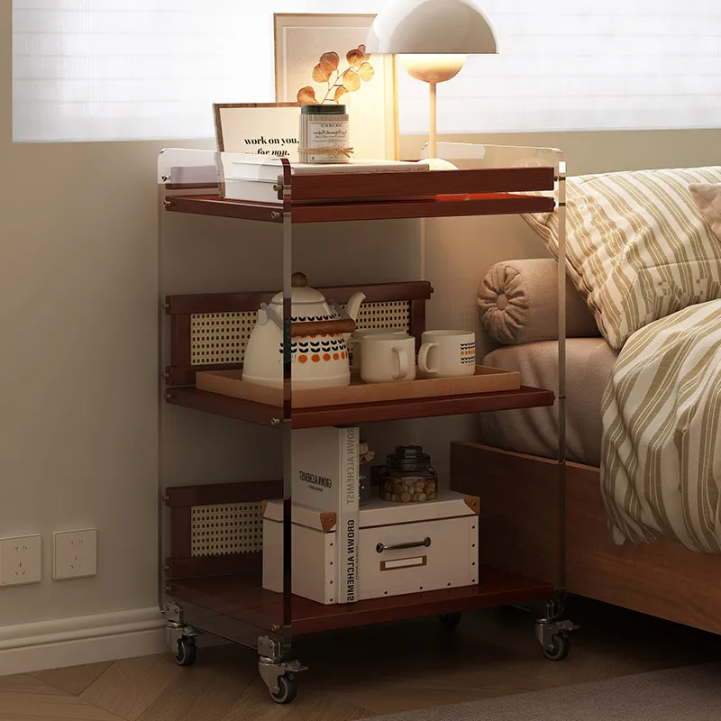 

Vintage Style Serving Cart with Wheels, Rolling Snack Organizer and Coffee Table, Mobile Side Table for Living Room Home Decor