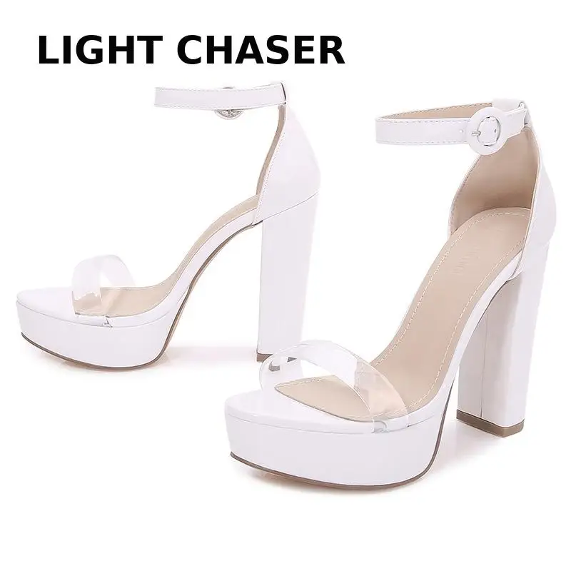 Platform High Heels Ladies Pumps Sexy Sandals Women Ankle Strap Female Block-heel Sandals 2022 Summer New Party Wedding Shoes