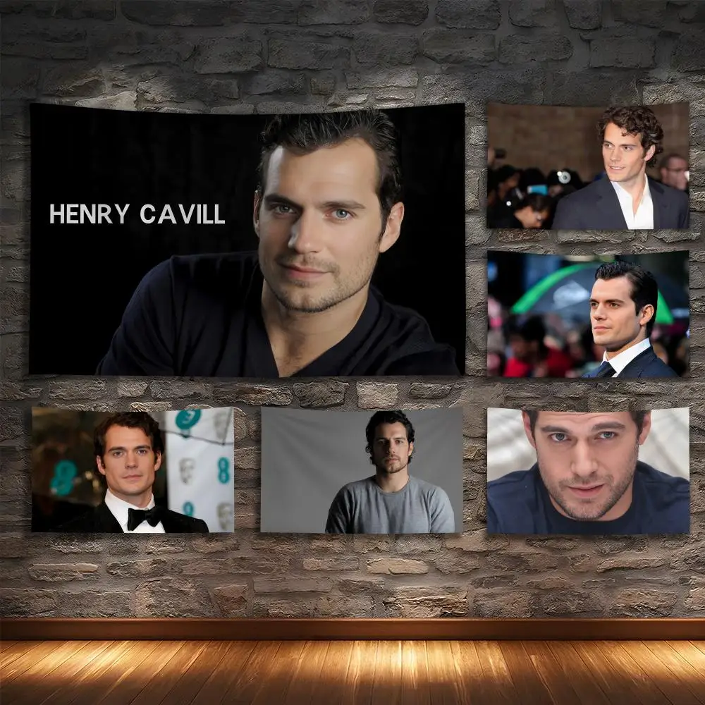 

H-Henry Cavill Fans Tapestry Custom Living Bedroom Party Dormitory interior Wall bohemian Decoration Attached clip