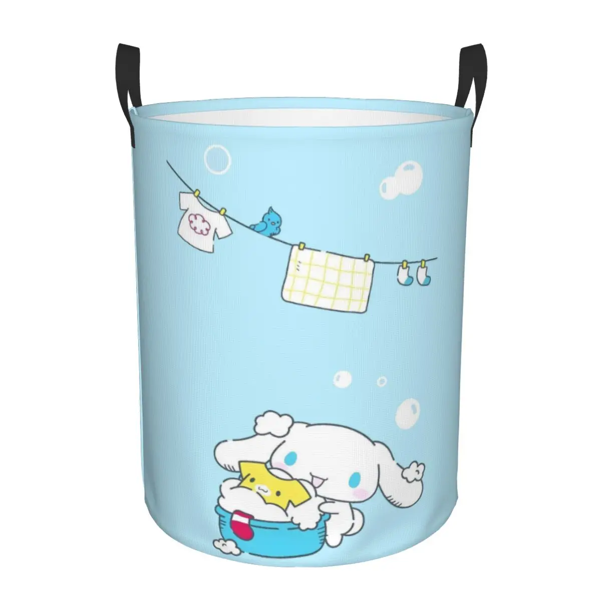 

Custom Cinnamoroll Laundry Basket Collapsible White Dog Baby Hamper for Nursery Toys Organizer Storage Bins