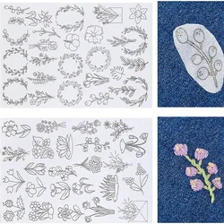 2pcs Water Soluble Stabilizer Embroidery Stick And Stitch Embroidery Paper Tear Away Embroidery Stabilizers With Flower Patterns