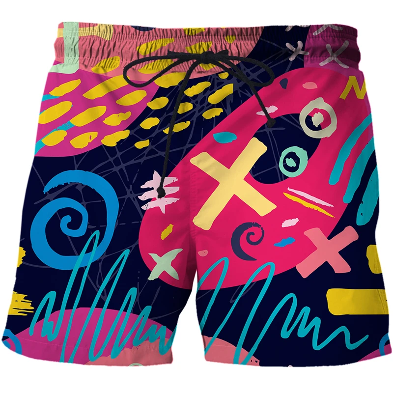 Men Beach Shorts Graffiti Art Short Pants Male Summer Abstract Graphic Beach Shorts For Men 3D Printed Harajuku Men's Clothing