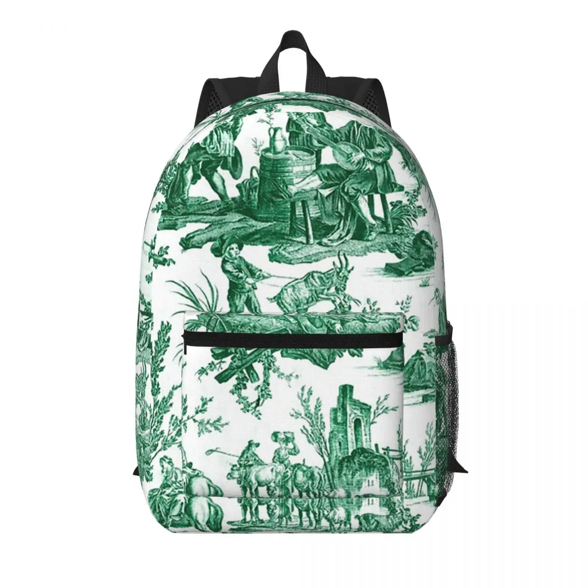 

Vintage French Toile De Jouy Motif Student Backpack School Bag Hiking Travel Daypack for Men Women Bookbag Shoulder Bags