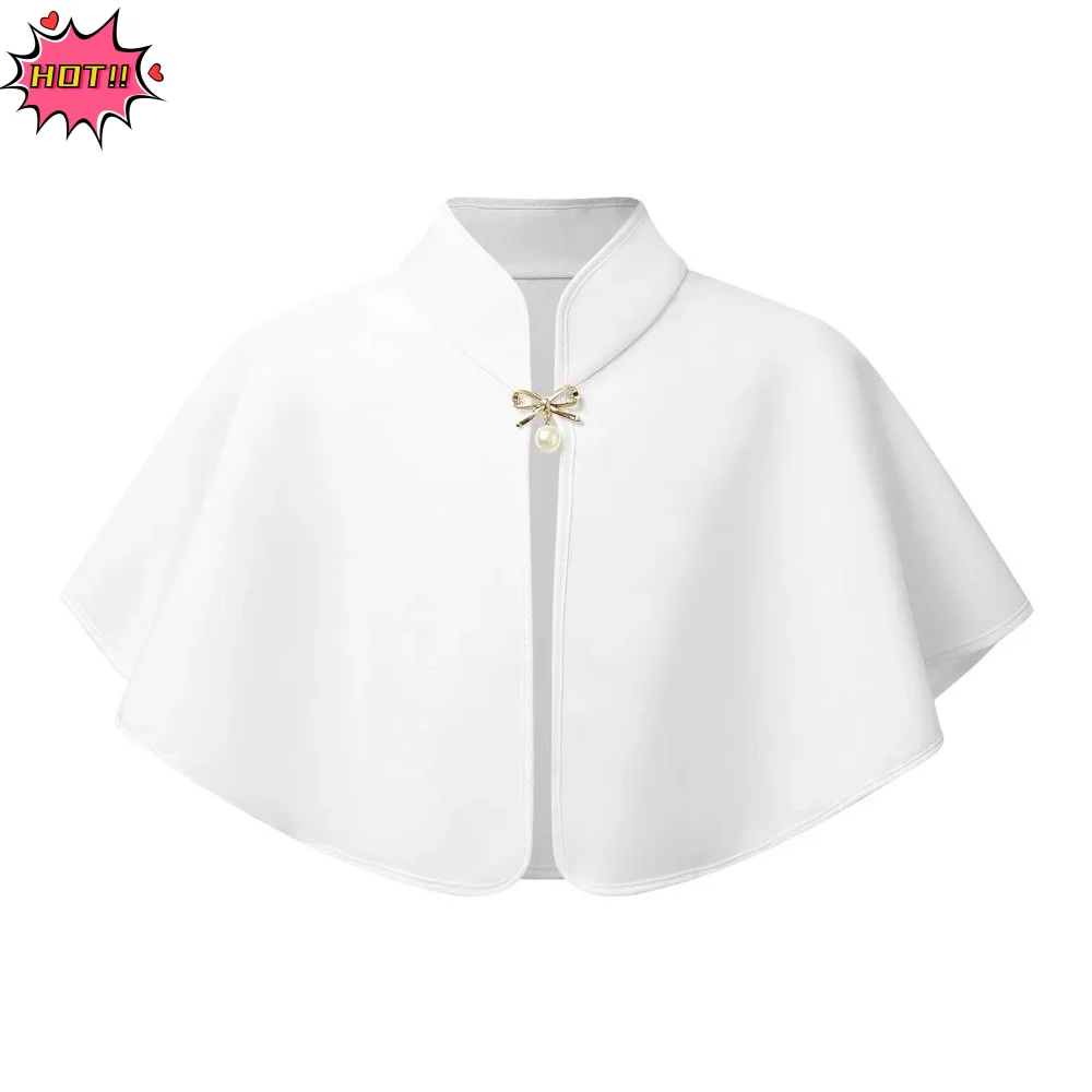 Versatile Elegant Children's Dress Shawl Bowknot Brooch Girl's cloak Solid Color Open Front Shrug for Girls