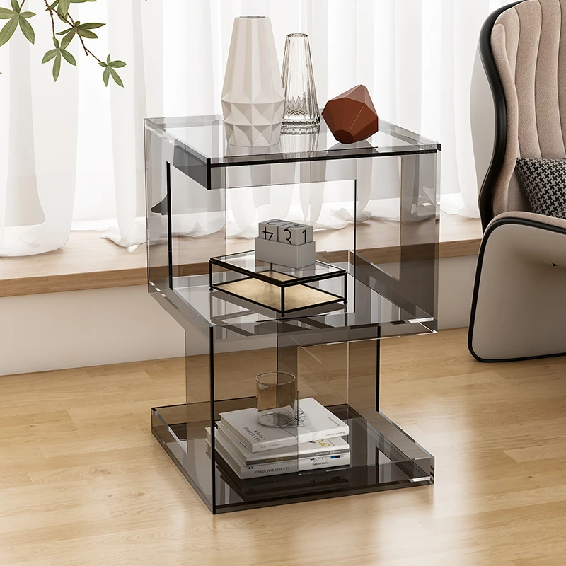 Minimalist Acrylic Sofa Side Table Creative Corner Organizer Multi-Functional Storage Rack Bedroom Decor Corner Table image 4