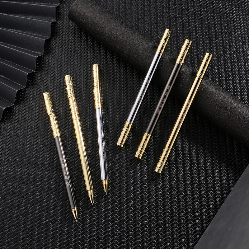 1pc Handmade Brass Pen Creative Ruyi Golden Cudgel Stationery Ballpoint Pens Metal Neutral Pen Business Retro Gold Signature Pen