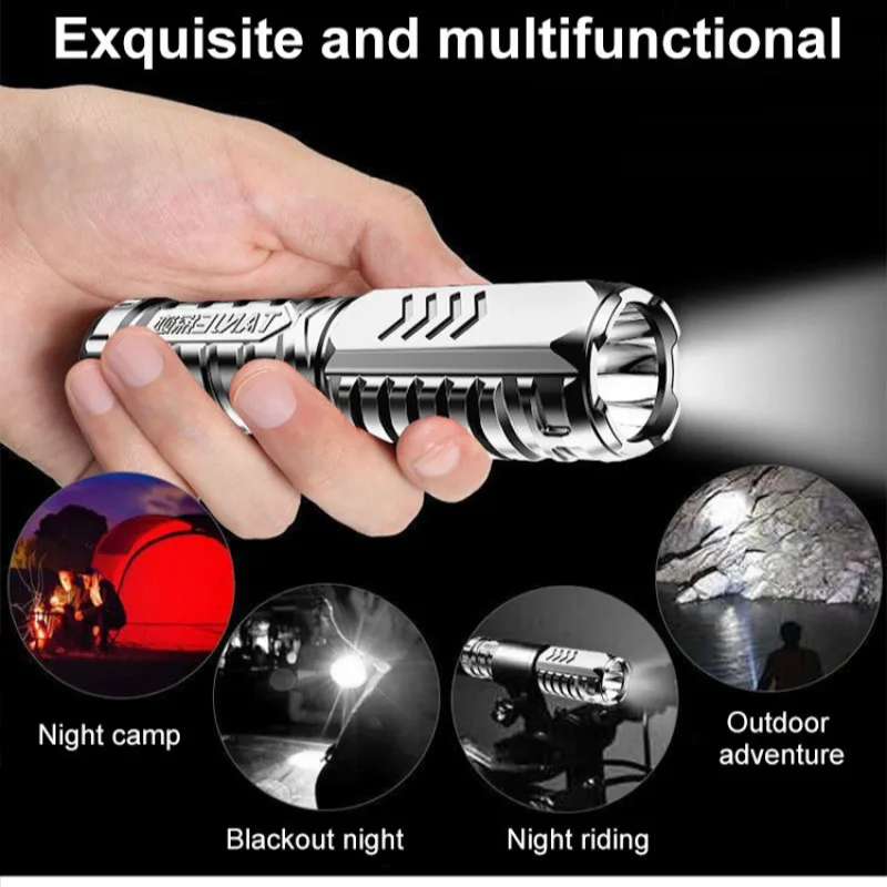 LED flashlight usb charging long shot mini flashlight portable charging treasure flashlight household emergency light