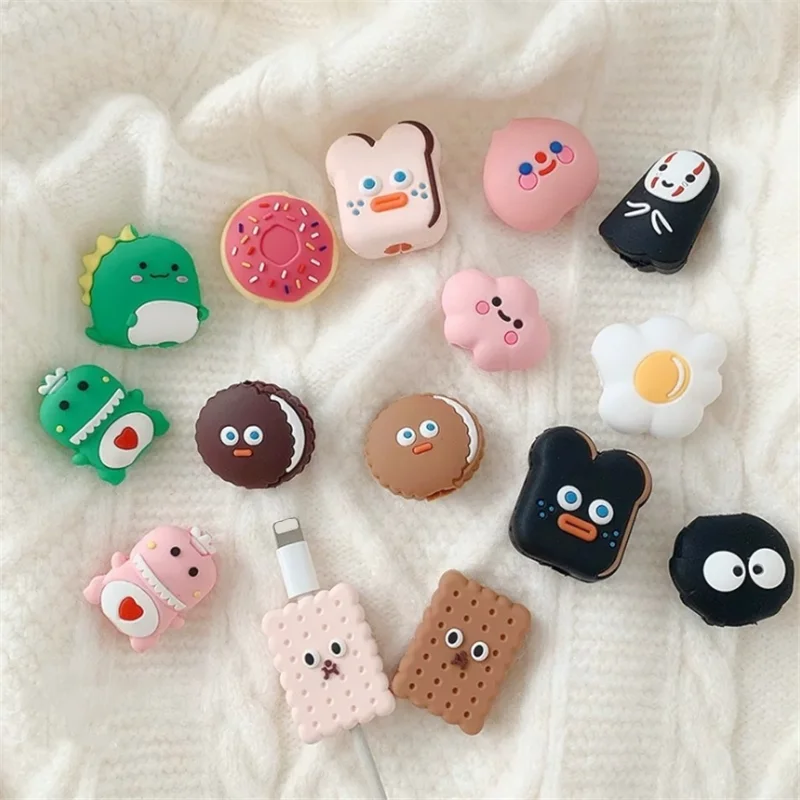 Protect Egg Donut Cookies Cable Protector Wire Winder Data Line Cord For Iphone USB Charging Protective Cover Winder Organizer