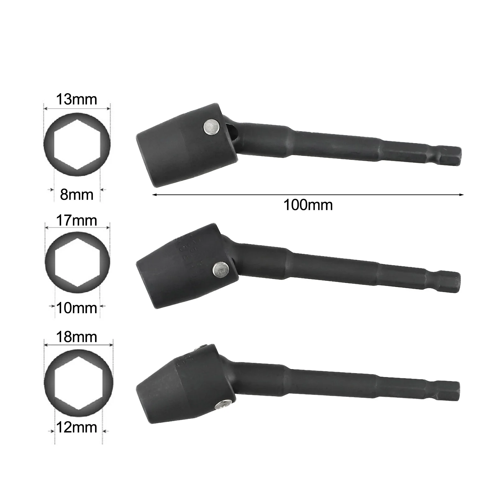 

For Electric Wrench Chrome Vanadium Steel Rotatable Hex Socket 100mm Chrome Vanadium Steel Wrench 100mm Length