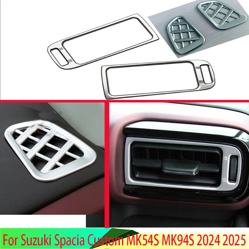 For Suzuki Spacia Custom MK54S MK94S 2024 2025 ABS Chrome Air Vent Outlet Cover Dashboard Trim Bezel Frame Molding Garnish