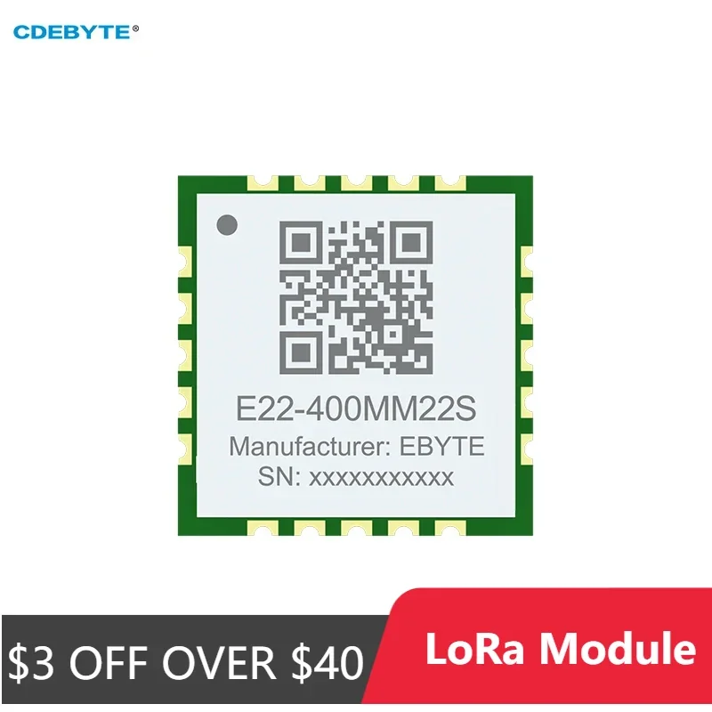 

SX1268 LoRa Module 433MHz CDEBYTE E22-400MM22S Ultra-Small Size 21.5dBm 7KM SMD RF Transceiver Module