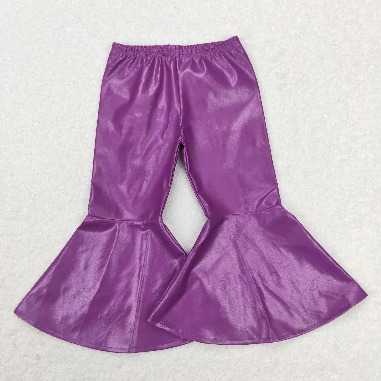 

Wholesale Baby Girl Mardi Gras Trousers Children Kids Infant Purple Leather Bell Bottom Pants Toddler Spring Fall Clothing