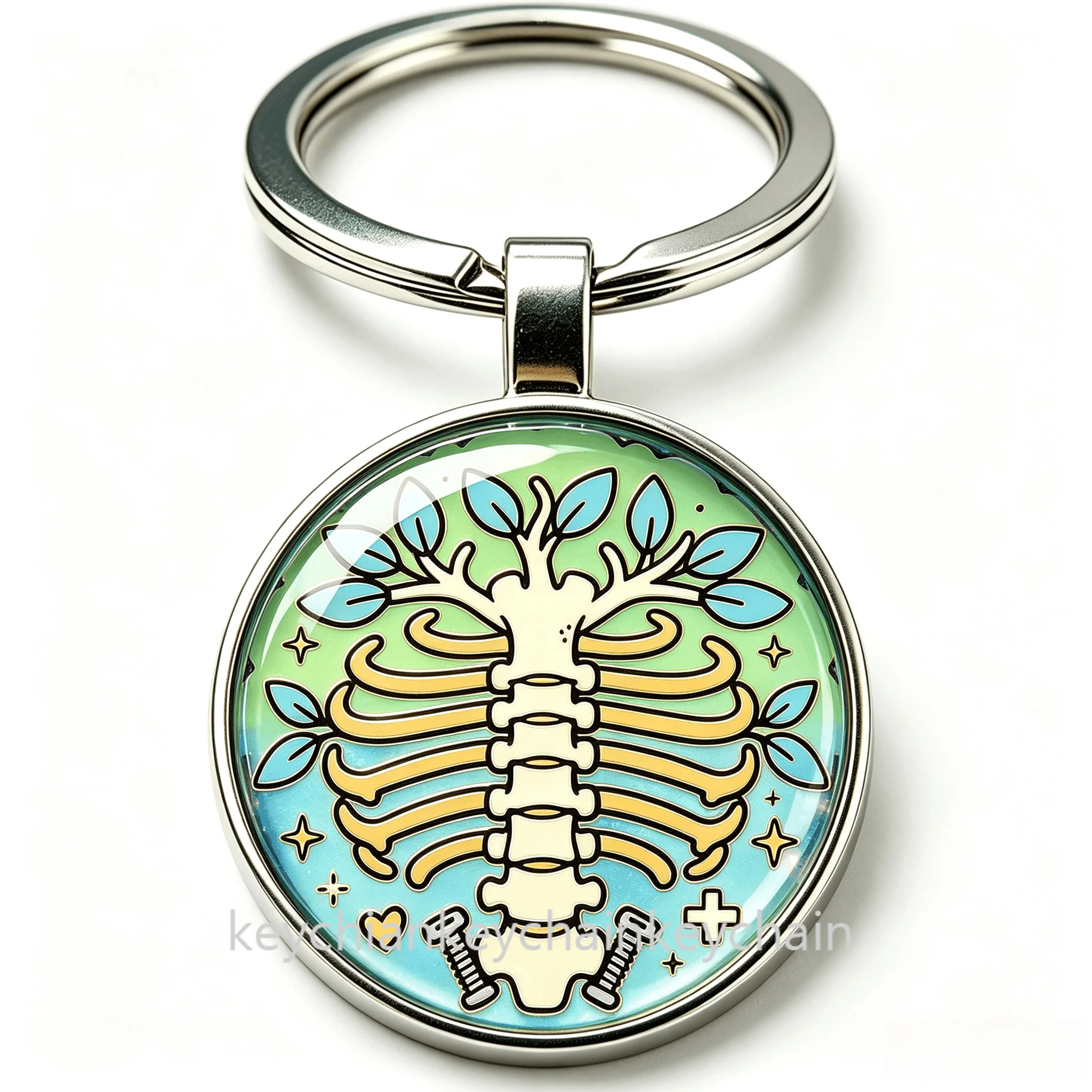 Ribcage Tree of Life Anatomy Keychain Skeleton Medical Key Ring Doctor Surgeon Gift Medical Student Graduation Key Chain