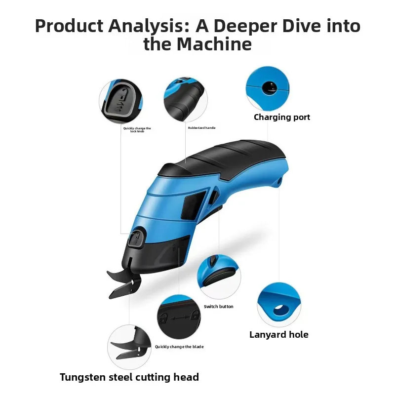 Rechargeable Fabric Scissors, Portable Cordless Cutter Carpet, Curtain and Leather Tailoring