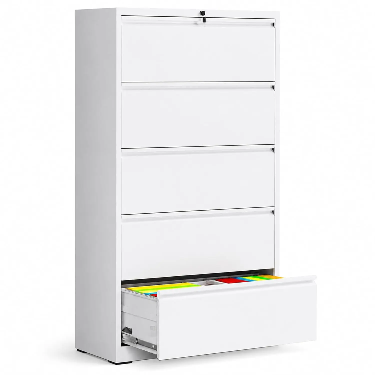 5 Drawer Metal Lateral File Cabinet with Lock, Fits Letter & Legal & A4 & F4, 64