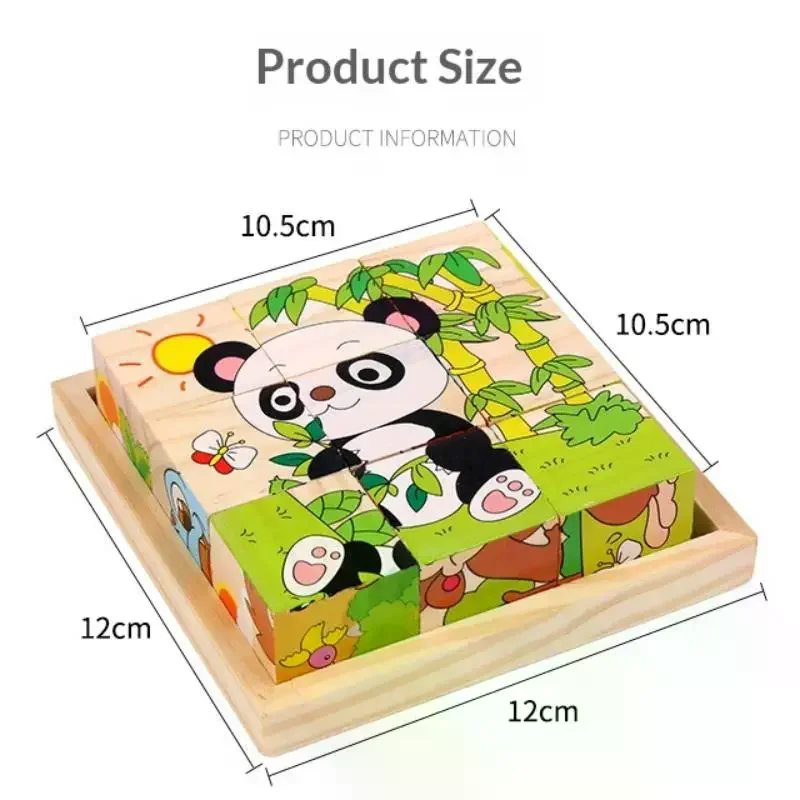 

9Pcs/Set Baby Toys Wooden Blocks Six Side Cube Jigsaw Puzzles Game Animal Fruit Traffic Cognition Puzzle Funny Educational Toys
