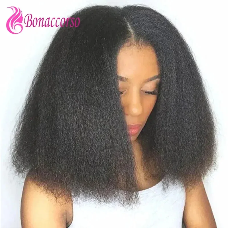 

Кудрявый прямой средний короткий парик для чернокожих женщин 14-дюймовый яки Прямой термостойкий волокно Синтетический пушистый парик Ежедневное использование