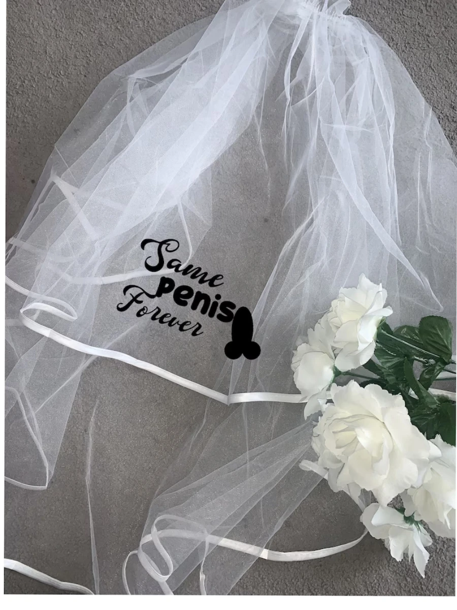 

Funny Joke Rude Same Penis Forever Letter Print Soft Veil Bachelorette Hen Party Bridal Shower Wedding Decoration Bride Future