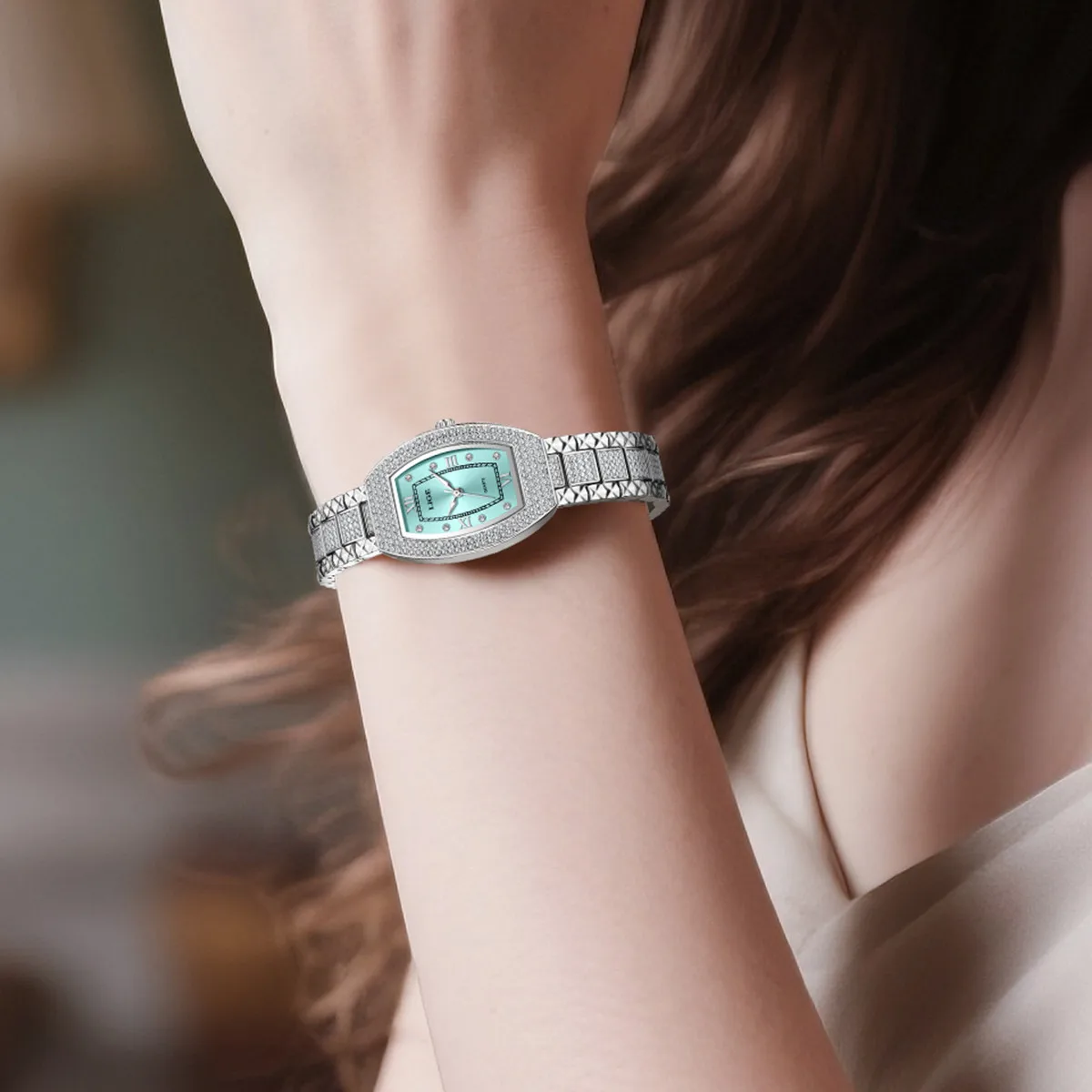 LIGE eleganti orologi al quarzo alla moda per donna cinturino in acciaio inossidabile di lusso quadrante con diamanti orologio da polso classico da donna impermeabile + scatola