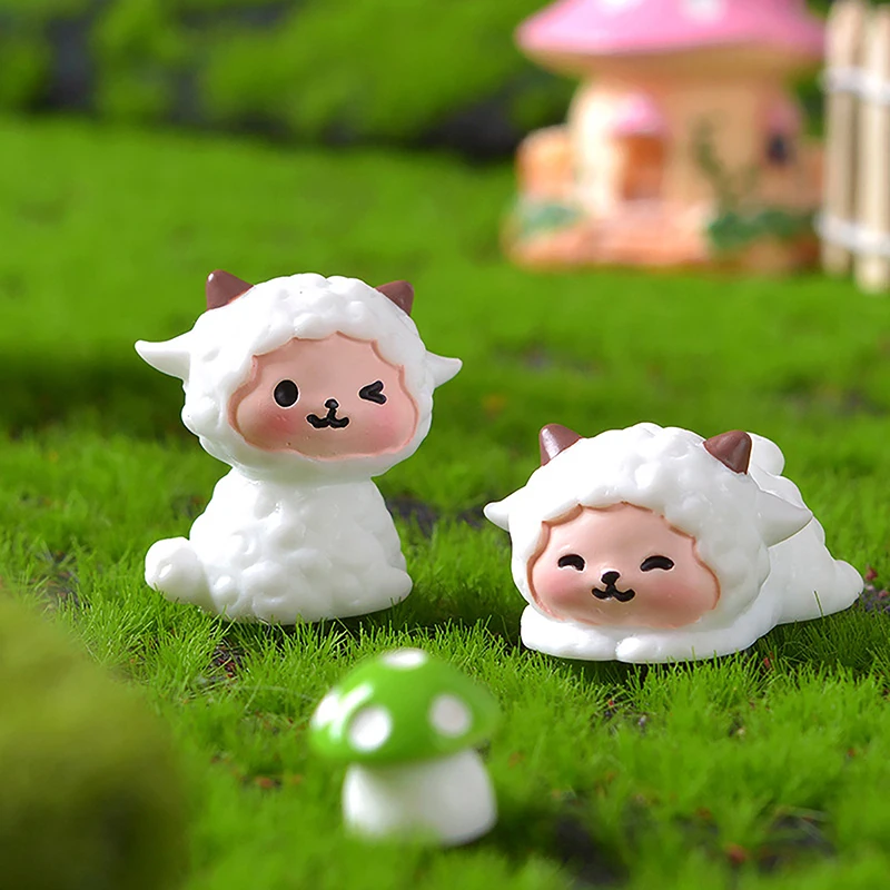 น่ารักการ์ตูนแกะ Micro Landscape เครื่องประดับ Lamb Figurines Miniatures ตกแต่ง Desktop Home ตุ๊กตา House Props อุปกรณ์เสริมของขวัญ