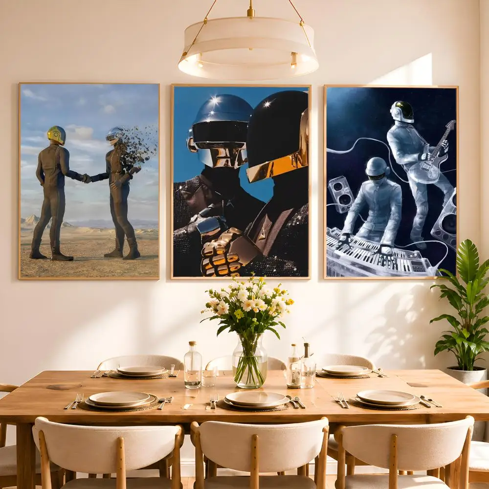 D-Daft Punk Band Painting Calligraphy Canvas Poster Art for Bedroom Living Room Home Decor Wall Decoration Decals Gift