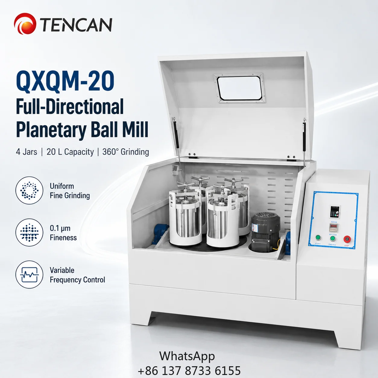 20L All-Directional Planetary Ball Mill QXQM-20 360 Degree Full Rotation Lab Grinder Gear Motor Bearing SUS316L Nano Powder Food
