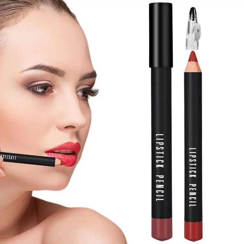 Matte Lipstick Pencil Lip Crayon Stick Matte Velvet Lipgloss Creamy Lip Liner Full Coverage High Pigment Waterproof Lipstick