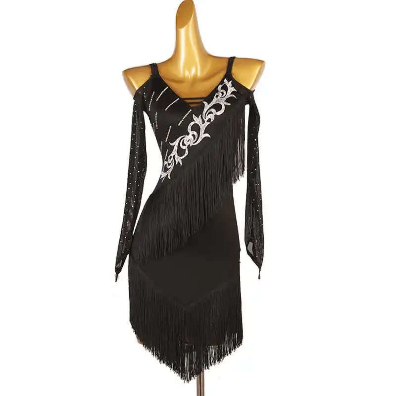 

Latin Dance Practice Clothing Stage Costume Women Samba Dress For Dancing Piece Girls Standard Ballroom Dancewear Top Line XXL