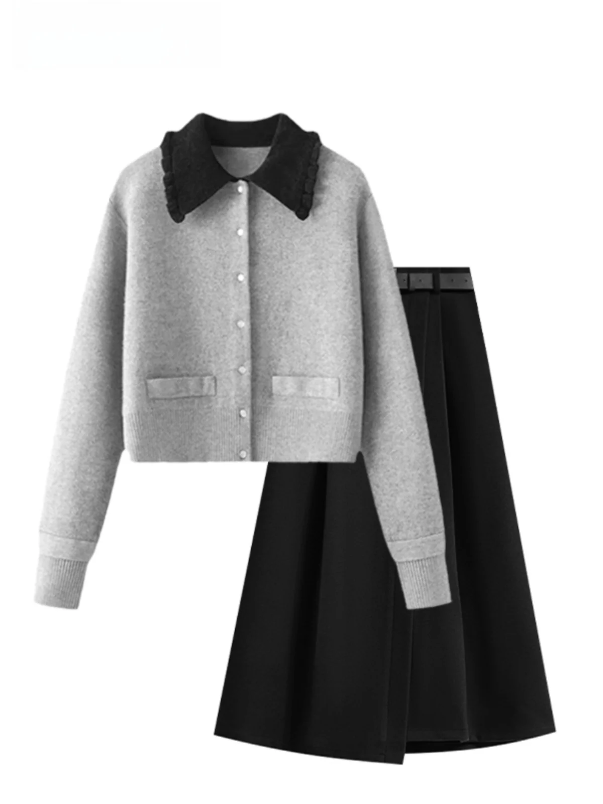 

Club Cara Large Size Knitted Sweater And Skirt Set for Women Autumn Faion College Sle Two Piece Set Streetwear Casua...