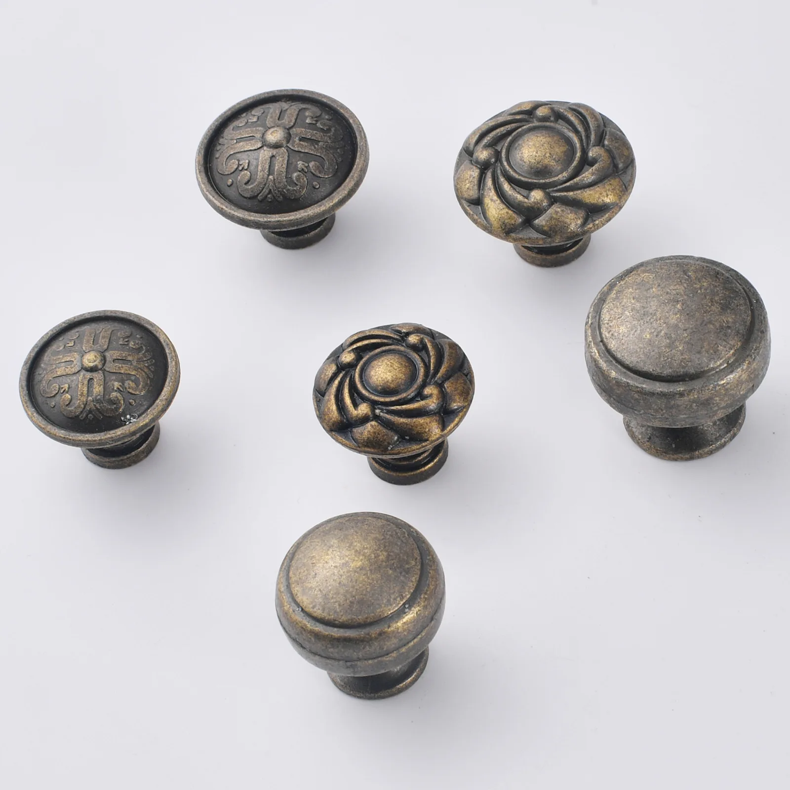 European antique copper drawer ring handle, retro and old single-hole wardrobe pull ring bedside table handle printing
