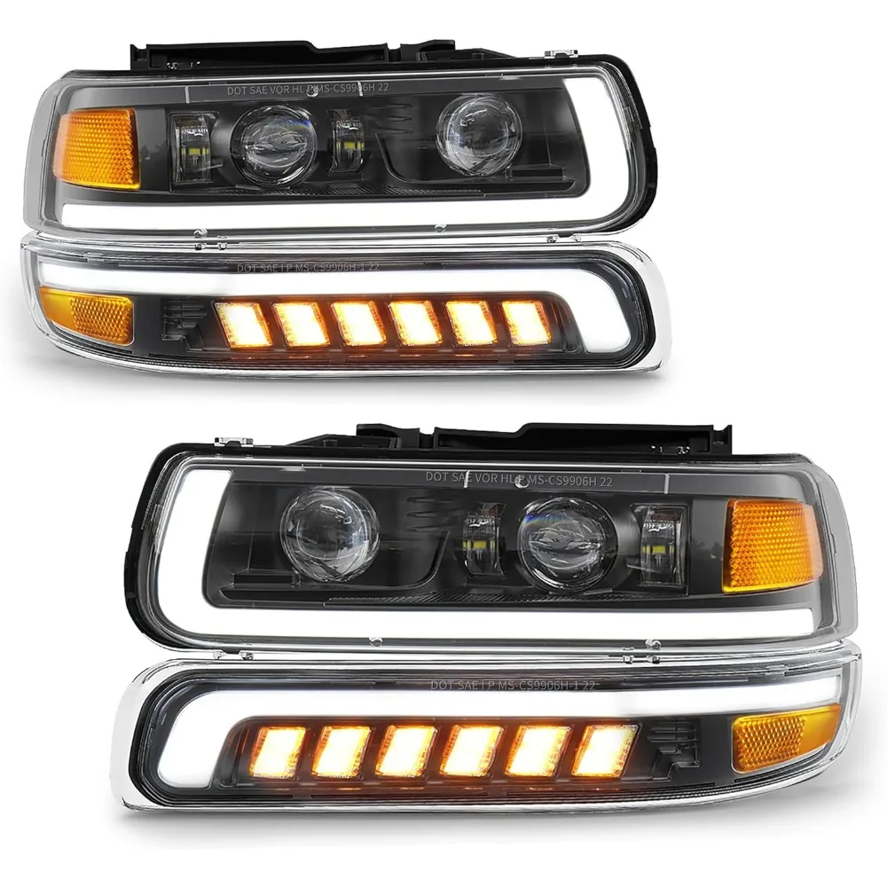 LED Headlights Assembly Headlamps Replacement Compatible Tahoe DRL Turn Signal Hi/Low Beam with Bulbs (NOT FIT for GMC)