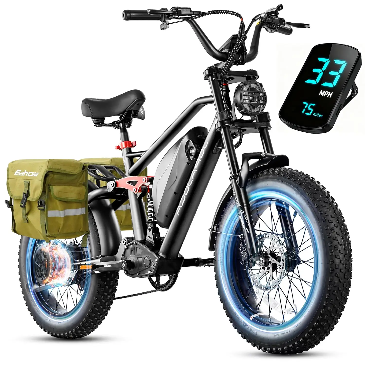 

Электровелосипед 2025 Luna/Terra 1500W, 53 км/ч, с двумя двигателями, для мужчин и женщин, аккумулятор 15Ач, запас хода 80+ миль, настраиваемый