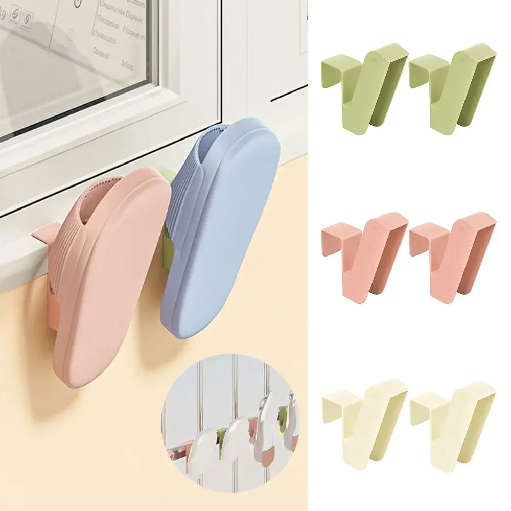 2pc Plastic Drying Shoe Rack No Punching Simple Slipper Hook Wall Mounted Drainage Rack Outdoor Hanging Storage Shoe Hanger Rack